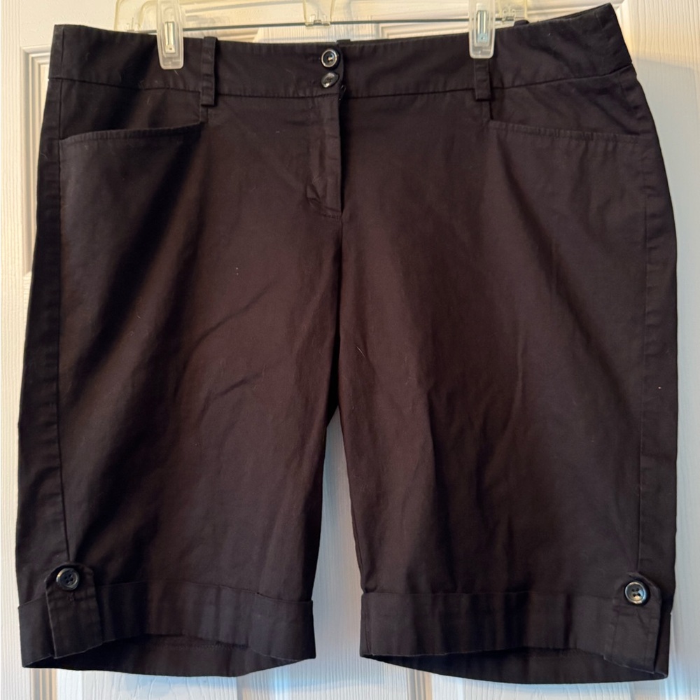 Have & Have Women's 16W Black Cotton Bermuda Shorts